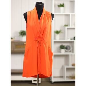 Wilfred Sabine Dress Size M Goji Berry Orange Sleeveless Drawstring Tie Aritzia